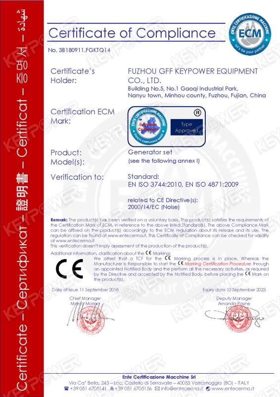 CE - Fuzhou Gff Keypower Equipment Co., Ltd.