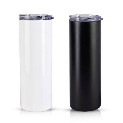 China Sustainable Skinny Tumblers 20oz Stainless Steel Double Wall Insulated Straight Tumblers With Lids And Straws Skinny Travel Mug for sale