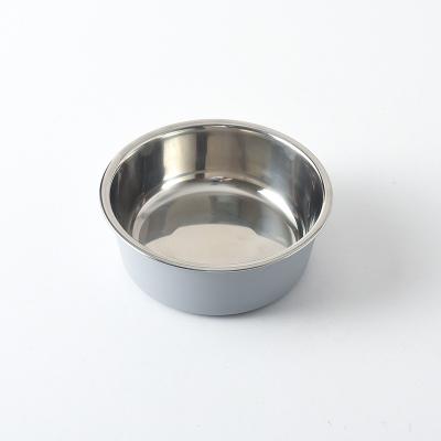 China Sustainable Stainless Steel Metal Dog Rolls Non-Slip Rubber Bottom Food Water Bowls Set For Small Medium And Large Dogs Gray for sale