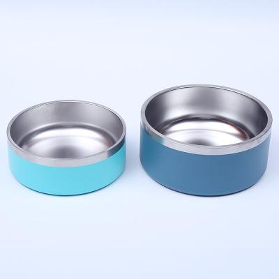 China Double Bowl Durable Durable Dog Stainless Steel Non-Slip Wall For Dogs Cats Pet Feeding for sale