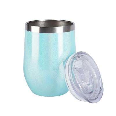 China Viable Stainless Steel 12Oz Wine Tumblers Double Wall Insulated Wine Glass Cups With Lids For Coffee Wine for sale