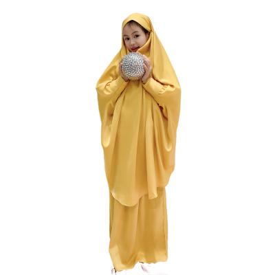 China Polyester Kids Islamic Clothing 2 PC Prayer Abaya Set For Girls Khimar Jilbab Kids Abaya Dress Muslims for sale