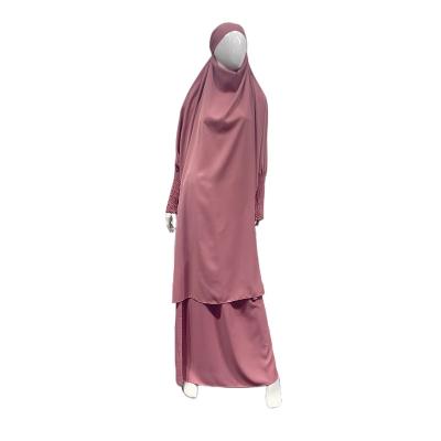 China Popular Women's Prayer Clothing Polyester Design Nida Elastic Long Sleeve Muslim Prayer Dress For Women for sale