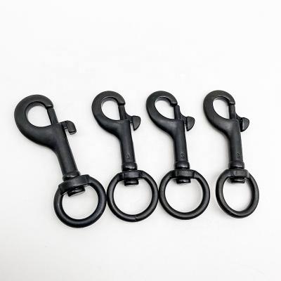 China 87mm Durable Pet Accessories 316 Stainless Steel Boiled Black Round Main Swivel Snap Hook For 25mm Webbing for sale