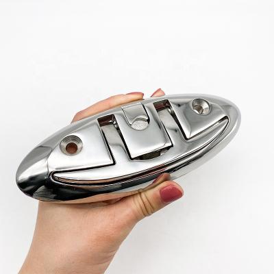 China Durable Custom 6 Inch Stainless Steel Boat Cleat High Polished AISI 316 Yacht Deck Flip Up Dock Cleat Marine Mooring Folding Cleats for sale