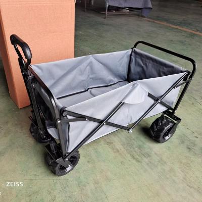 China Shopping Foldable Beach Trolley Utility Camping Metal Garden Hand Cart Portable Folding Outdoor Wagon Trolley for sale