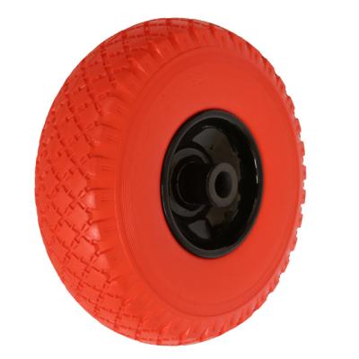 China Polyurethane Foam Puncture Proof Flat Free Tire 3.50-4 Wheel for Beach Trolley 10 inch PU wheels 10*3.50-4 for sale