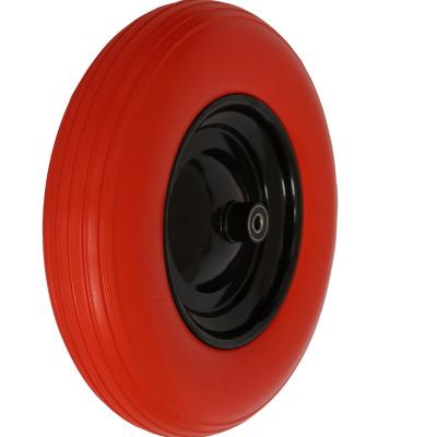 China Polyurethane Foam Puncture Proof Flat Free Tire 4.00-8 Wheel for Beach Trolley 16 inch PU wheels 16*4.00-8 for sale