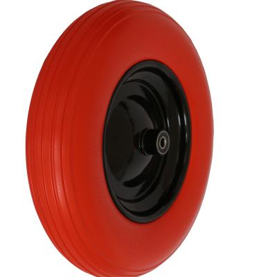 China Flat Free Colorful Solid PU Polyurethane Puncture Proof Flat Free PU Foam Caster Tyre Wheel Tires for Wheelbarrow 3.00-8 3.25-8 4.00-8 for sale