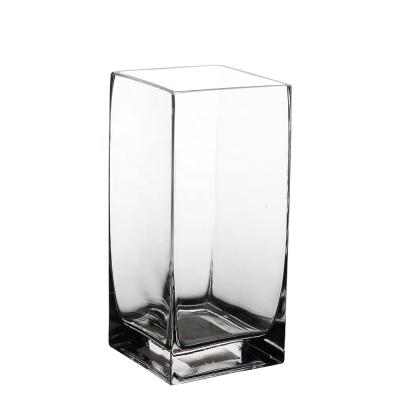 China Minimalist Handblown Crystal Rectangular Glass Vase For Wedding Centerpieces for sale