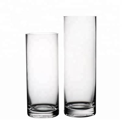 China Cheap Crystal Handmade Tall Cylinder Vase Customized Clear Glass Set for sale