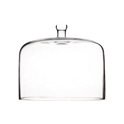 China Newest Tableware Clear Ornament Crystal Glass Cake Cover 24cm Cake Dome Cover Glass Cylinder for sale