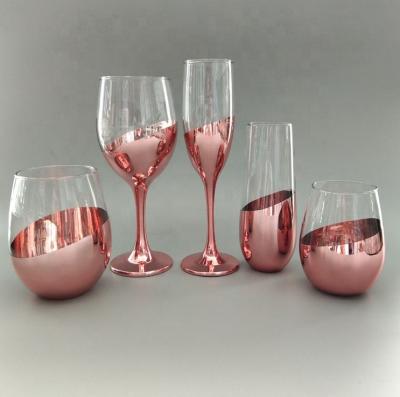 China Copper Color Western Wine Glasses Cup Stemless Wine Glass Champagne Glass for sale