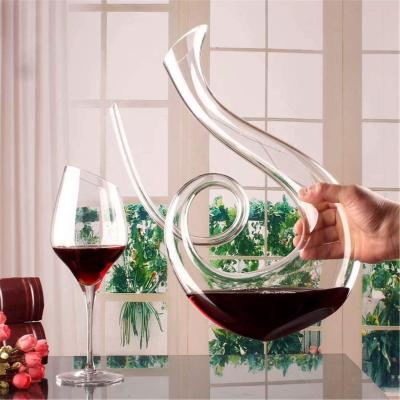 China No Mouth Handmade Crystal Snail Glass Wine Decanter High Quality Unique Clear Swollen for sale