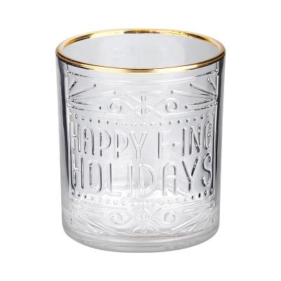 China No Rolling Thick Bottom Whiskey High Quality Clear Customized Pressed Glass Mugs for sale