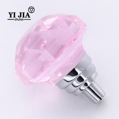 China Modern Furniture Hardware Handle Pink Cabinet Crystal Knob for sale