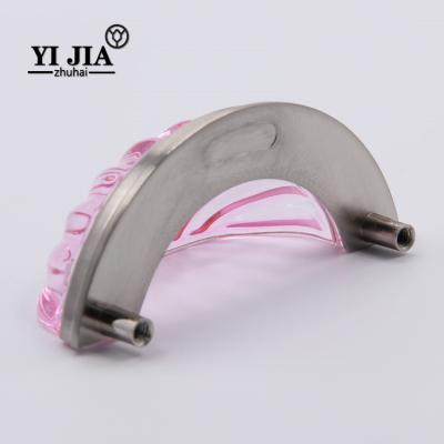 China 3 Inch Pink Depression Cabinet Brushed Nickel Finish Glass Desk Pull Handles For Drawers for sale