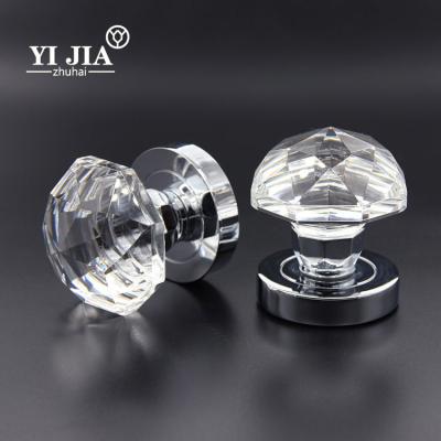 China Cabinet Good Quality Interior Door Chrome Base Crystal Door Knobs And Handles Set for sale