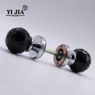 China 2 3/8 Inch Zinc Base Black Glass Door Handles And Knobs For Wood Door for sale