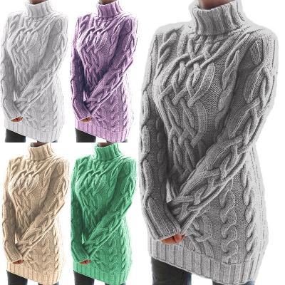 China Cotton Winter Sweater Knitwear Jacquard OEM LOGO Anti-pilling Knitted Women's Custom Sweater Dress for sale