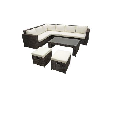 China Sectional Sofa Wicker Patio Furniture Outdoor Patio Rattan Weather Furniture Garden Sectional Sofa for sale