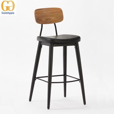 China Retro Leisure Metal Environmental Material Indoor Bar Stools With Cushion And Backs for sale