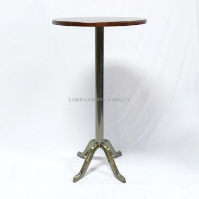 China Home commercial high bar table with metal or timber top, 105cm height wooden bar table with steel base for sale