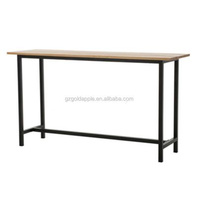 China Reproduction solid wood wooden bar table, high metal table for sale