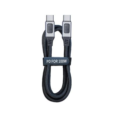 China MP3/MP4 Player Type-C to Type-C 5A 100W USB-C Cable 1/1.5/2m Nylon Braided Charging Data Cable with Aluminum Alloy Shell E-Mark Chip for sale