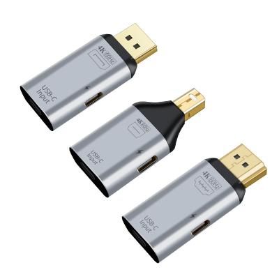 China 4K 60Hz HD Video Transmission Aluminum Alloy Safe Convenient Type-C Female to Male Mini HDTV DP DP Adapter for sale