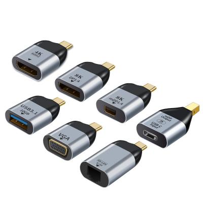 China Safe Convenient Type-C to 4K 8K Video Adapter support HDMI-compatible DP1.4 miniDP1.4 VGA RJ45 USB3.1 for sale