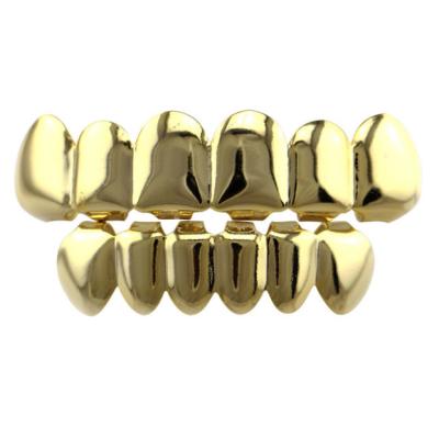 China hot selling fashion trend hip hop Non-fading smooth hollow braces with braces for men and women 18K plated gold copper braces for sale