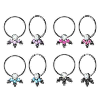 China Cute New Design Lead Free Flower Silver Rose Gold Circle Piercing Nipple Rings Sexy 316L Stainless Steel Nipple Rings for sale