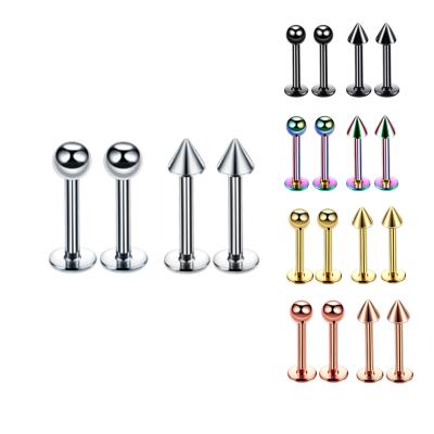 China New 5 Colors Lead Free High Quality Ball Cone Body Piercing Jewelry Labret Ring For Man Woman for sale