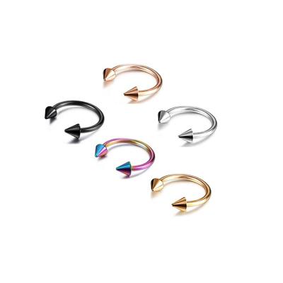 China Lead Free Surgical Colorful Horseshoe Ring Eyebrow Cone Nose Cone Eyebrow Cone 316L Stainless Steel Piercing Jewelry for sale