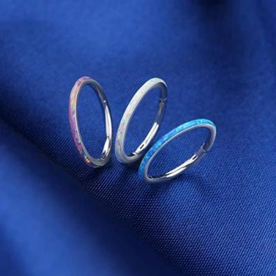 China Customized FASHIONABLE Color 16G Opal Hinged Segment Ring Stainless Steel Septum Nose Ring Stainless Piercing Jewelry for sale