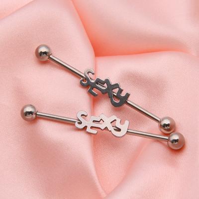 China Industrial Piercing Sexy Barbell 316l Surgical Steel Earring Cartilage Jewelry Sliver Plated Barbell Surgical Steel Earring TRENDY for sale