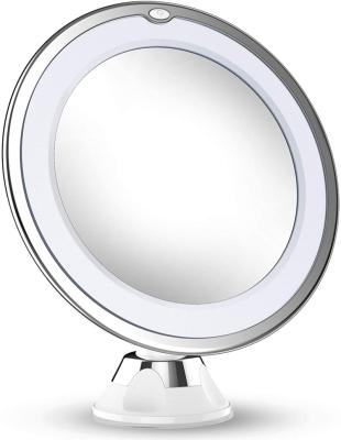 China Lighted Makeup Mirror With LED Light 10X Makeup Magnifier Portable Hand Magnification Cosmetic Light Up Mirror for sale