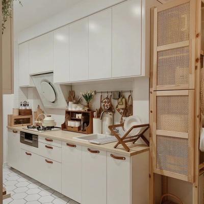 China Modern Lacquer White Finished Wood Size Kitchen Unit Customized Modular Cupboard for sale