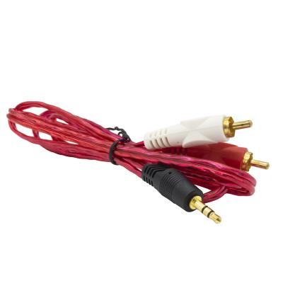 China DVD Player 3 Pole 3.5mm Stereo Dc Plug Red White Male To 2RCA Audio AV Male Y Wire 2 RCA Cable For Headphone Aux. speaker computer MP3 for sale