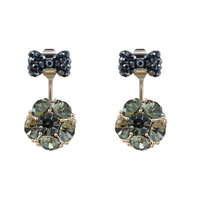 China Lead Free Nickel Free 925 Sterling Silver Needle Crystal Rhinestone Shining Ball Drop Earrings Zircon Bow Knot Ball Drop Dangle Earrings for sale