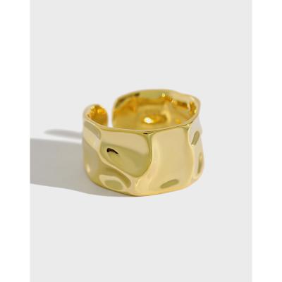 China Nickel Concave Concave Wide Ring Width Open Finger Ring 925 Sterling Silver Irregular Surface Open Fashion Gold Silver Color Lead Free for sale