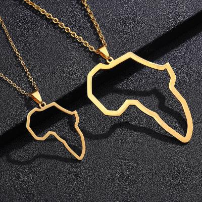 China Nickel Free Lead Free Titanium Steel Map Of Africa Map Of Africa Pendant Necklace Hip Hop Style Pendant Necklace for sale