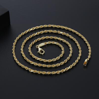 China Nickel Plated S925 Sterling Silver Twist Rope Chain Necklace Gold Plated Multi Size Lead Free Silver Plated Twisted Necklace For Men for sale