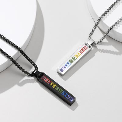 China Nickel Plated Rainbow Bar Friendship Necklace Men's Rainbow Bar Friendship Necklace Free Lead Free Enamel Pendant Numbers Necklace LGBT Gay Pride Lesbian Jewelry for sale