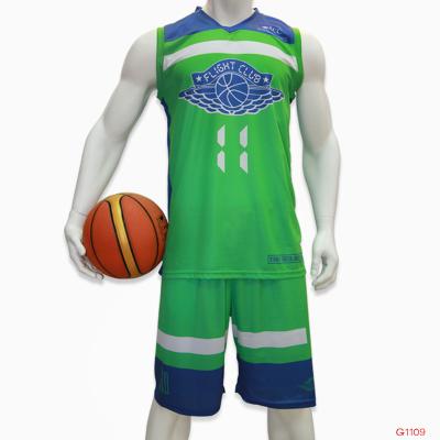 China 2018 Latest Basketball Basketball Tank Top Antibacterial Sublimated Uniform Green Design for sale