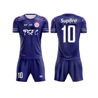 China Quick Dry Custom Sublimated Soccer Wear Embroidered Logo Soccer Jerseys Club Team Soccer Uniforms for sale