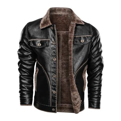 China Size workable plus size men's ja ceket thickening winter warm jacket turn down collar coat motorcycle clothing outdoor leather jackets for sale