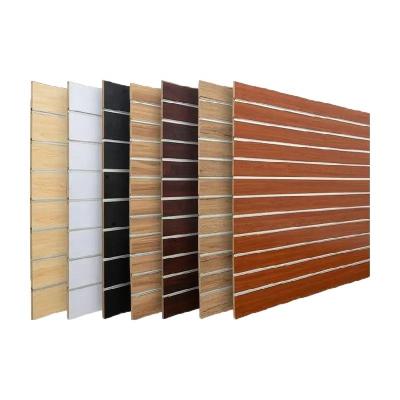 China Contemporary 18 mm Slatwall Panel slatwall shelves/grooved  Melamine Mdf Display Board for sale