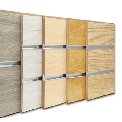 China Contemporary Wood grain 18mm MDF slatwall panels, slatwall display rack, slatwall shelves for retail store for sale